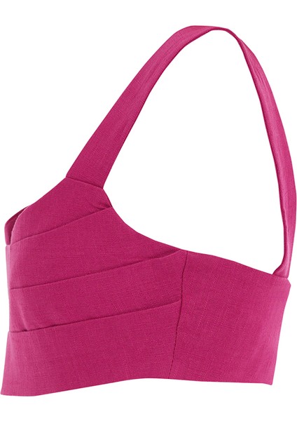 Askılı V Yaka Pembe Crop