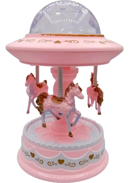 Işıklı Müzikli Pembe Atlı Karınca Star Master Müzik Kutusu Kurmalı