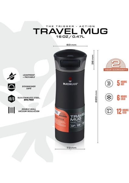 Chef Taste Madmugs Travel Mug Termos Bardak 0.47 Lt Paslanmaz Çelik Termos Bkmdizayn