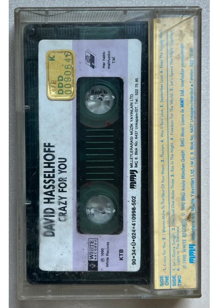 David Hasselhoff – Crazy For You Kaset