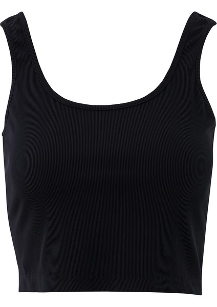 Basıc Askılı Siyah Crop Top