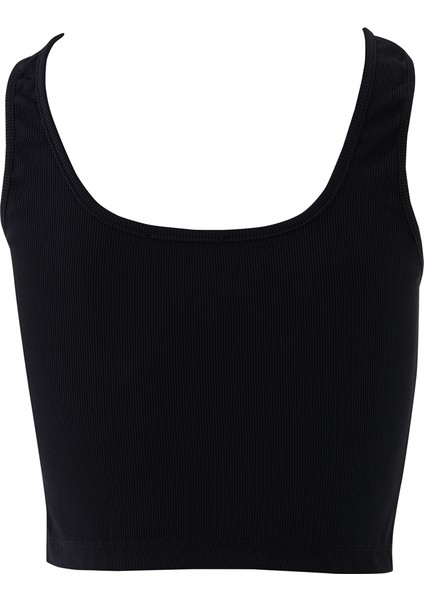 Basıc Askılı Siyah Crop Top