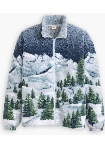 Erkek Jakarlı Sherpa Tam Fermuarlı Rahat Kesim Kazak Jacket - A9260-0001 fırsatları