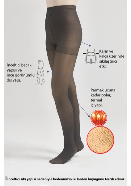 Içi Polarlı Ince Görünümlü Siyah Külotlu Çorap