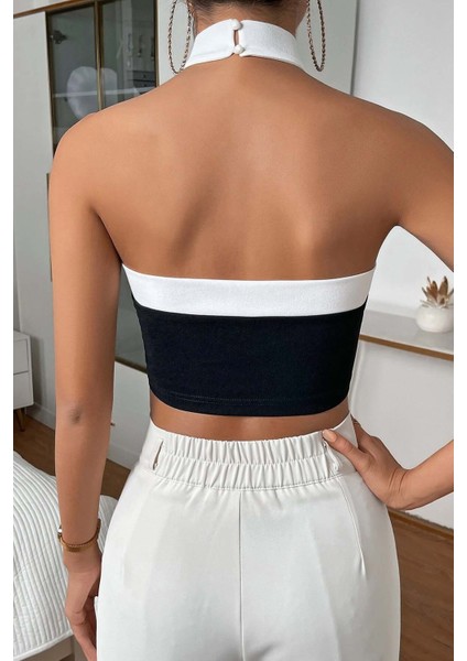 Boyundan Bağlamalı Kısa Crop Bluz
