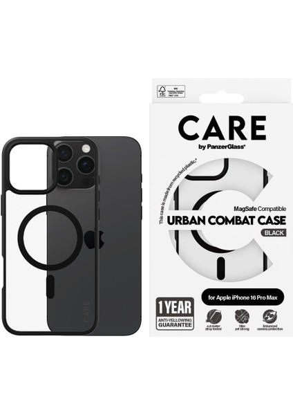 Care By Apple iPhone 16 Pro Max Flagship Urban Combat & Magsafe - Siyah Çerçeve Kılıf