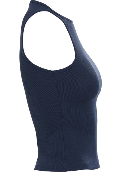Halter Yakalı Basıc Kolsuz Lacivert Bluz