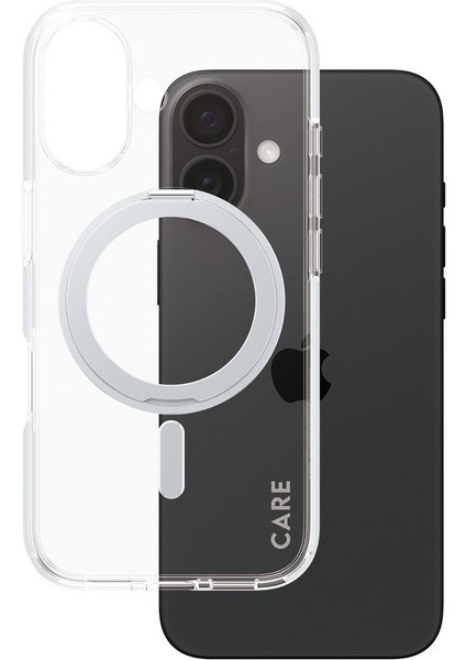 Care By Apple iPhone 16 Feature Kickstand & Magsafe - Gümüş Kılıf