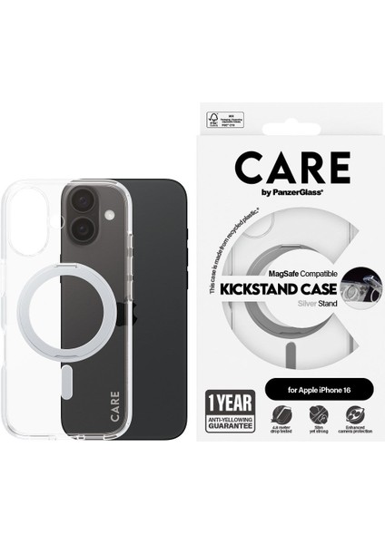 Care By Apple iPhone 16 Feature Kickstand & Magsafe - Gümüş Kılıf