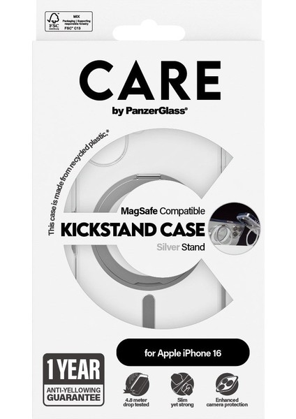 Care By Apple iPhone 16 Feature Kickstand & Magsafe - Gümüş Kılıf