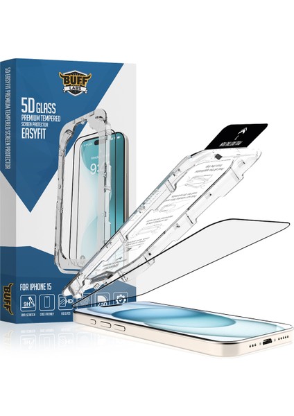Buff iPhone 15 5d Glass Easyfit Ekran Koruyucu - Şeffaf