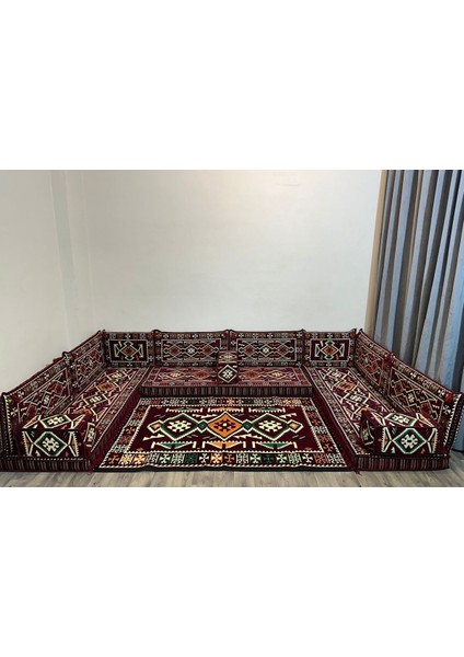 Şark Köşesi Bordo Anadolu Desenli Minder Takımı Konsept 15 Parça