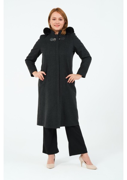 Şehnaz Kadın Büyük Beden Astarlı Kapüşonlu Kaşe Kaban modelleri