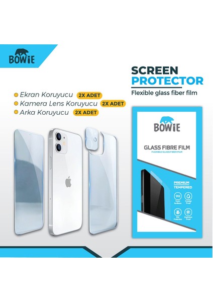 Oneplus Ace 3 Pro için full kaplama ön arka kamera nano tempered ekran koruyucu 3 adet set