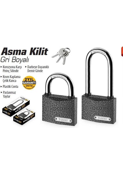 Sgs 1324 Gri Asma Kilit Kısa 50 mm
