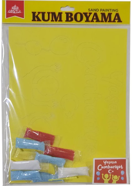 29 Ekim Cumhuriyet Bayramı Kum Boyama Kartı Seti 5 Adet Büyük Boy A4-Red Castle KB-RC-053-1