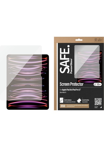 Safe. By Panzerglass Screen Protector iPad Pro 13 Inç | iPad Air | Ultra-Wide Fit