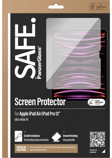 Safe. By Panzerglass Screen Protector iPad Pro 13 Inç | iPad Air | Ultra-Wide Fit