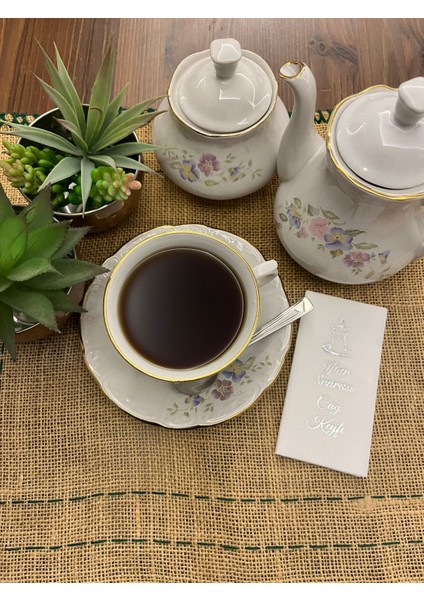 Gümüş Yaldızlı Beyaz İftar Sonrası Çay Keyfi Peçete 6x12 cm