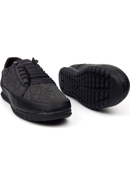 Siyah Gri Keten Erkek Sneaker Ayakkabı Gencol Sagen Mer fırsatları
