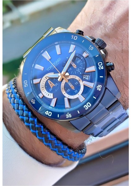 MRD11355 Siyah Renk Büyük Kasa Erkek Kol Saati Bileklik Hediyeli