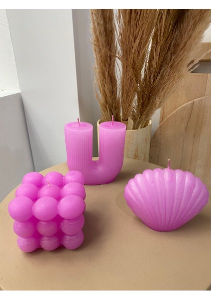 3'lü Bubble, Istiridye, Sütun, Dekoratif Mum Seti