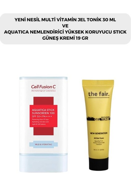 Multi Vitamin Jel Tonik 30 ml ve Cell Fusion C Aquatica Stick Güneş Kremi 19 G