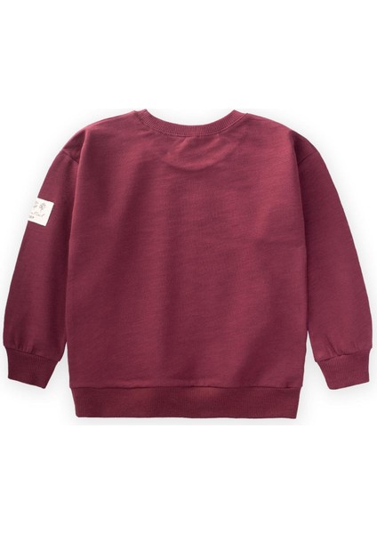 Kolu Etiket Detaylı Sweatshirt 2-10 Yaş Bordo