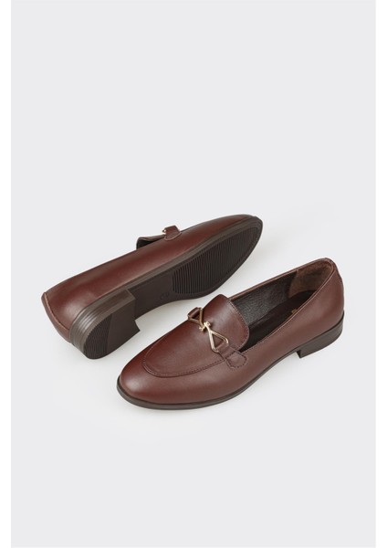 Kahve Deri Kadın Loafer modelleri