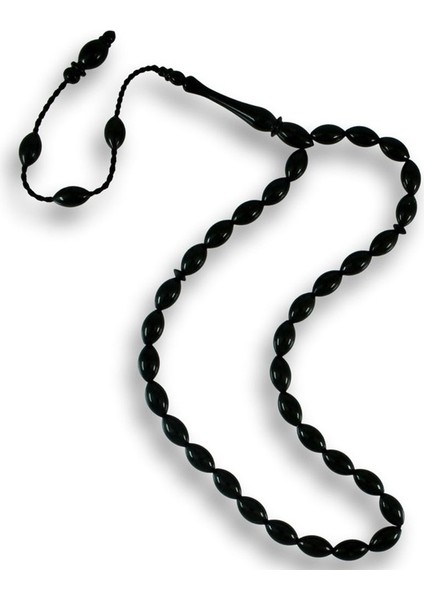 Arpa Kesim Erzurum Oltu Taşı Tesbih Sistemli Kumpaslı Işlemesiz 5x9 mm