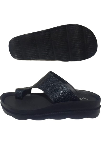 Kadın Siyah Cilt Parlak Casual Parmak Arası Terlik VG2301 fırsatları