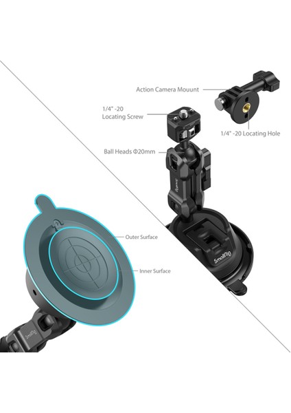 4275 Sc-1k Aksiyon Kameraları Için Mini Vantuz