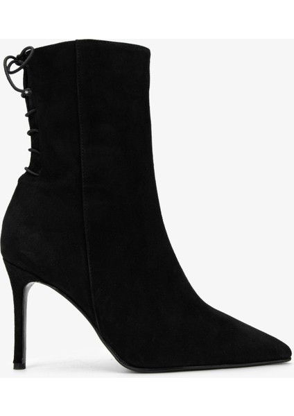 Kadın Siyah Süet Topuklu Bot 1052 285 Bn Bot SK24-25 Sıyah Suet