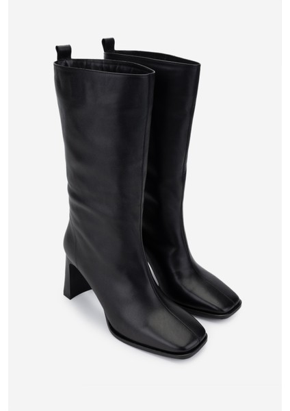 Kadın Siyah Deri Topuklu Çizme 1055 2873 Bn Czm SK24-25 Sıyah Dr fiyatları