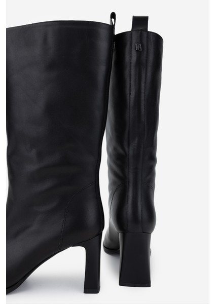 Kadın Siyah Deri Topuklu Çizme 1055 2873 Bn Czm SK24-25 Sıyah Dr fırsatları