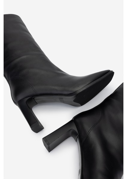 Kadın Siyah Deri Topuklu Çizme 1055 2873 Bn Czm SK24-25 Sıyah Dr indirimleri
