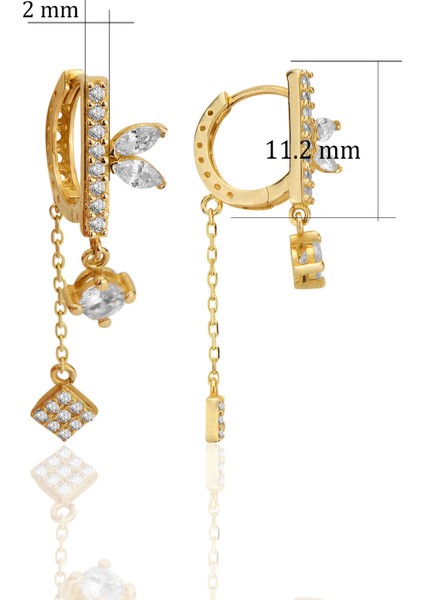 14 Ayar Altın Sarkıt Sallantılı Taşlı Küpe AT040 fiyatları