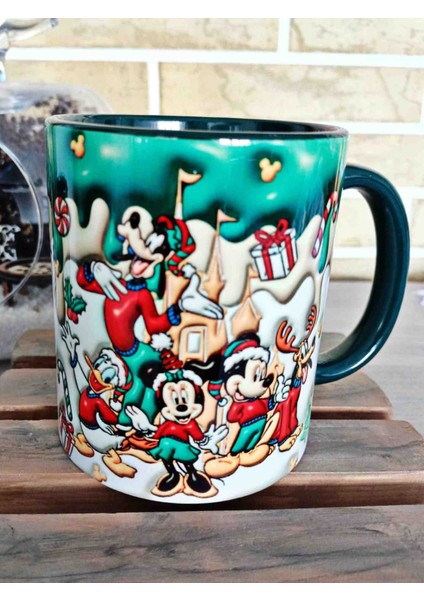 Micky ve Arkadaşları Yılbaşı Partisi 3D Baskı Porselen Kupa