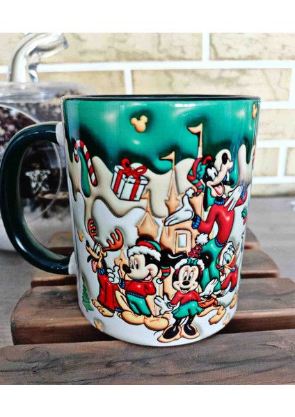 Micky ve Arkadaşları Yılbaşı Partisi 3D Baskı Porselen Kupa