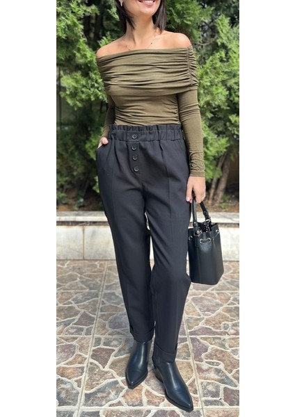 Kadın Haki Kayık Yaka Bluz indirimleri