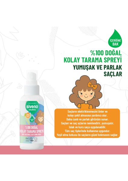 Kolay Tarama Spreyi Çocuklar Için Nemlendirici Hindistan Cevizi Yağlı 100 ml