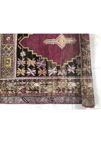108X144 cm El Dokuma Çiçek Desenli Vintage Kilim Küçük Boy Ender Bulunan Anadolu Kilimi modelleri