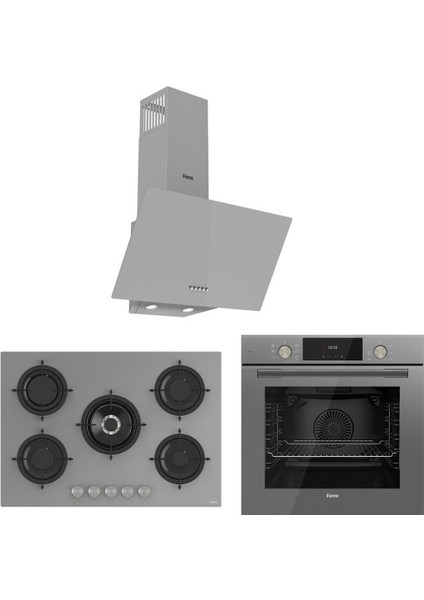 Gri Cam Ankastre Set Flowart QMS63CPR - RS038 75CM Woklu - D088