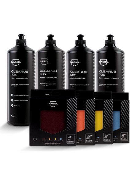 -SET 13-Clearub (105,305,505,705) Çizik Giderici Polisaj Pastası (4kg) ve Polisaj Süngeri (4Adt) Seti