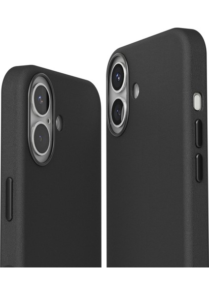 Deri Görünümlü Kapak & Kılıf Apple iPhone 16 Plus - Siyah