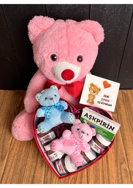 Sevgiliye 35CM Pembe Ayıcık ve Kalp Kutuda Nutellalar Tatlı Ayıcıklar Aşkpirin fiyatları
