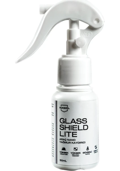 Glasshield Lite Nano Yağmur Kaydırıcı-Cam Yüzey Seramik Kaplama Spreyi-1 Yıl Dayanım-50ml