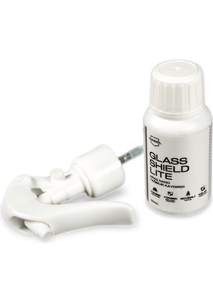 Glasshield Lite Nano Yağmur Kaydırıcı-Cam Yüzey Seramik Kaplama Spreyi-1 Yıl Dayanım-50ml