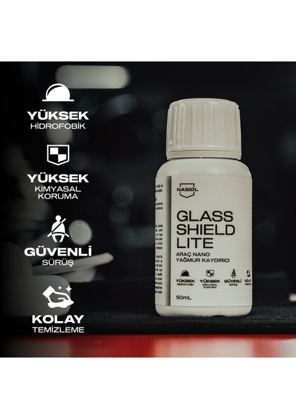 Glasshield Lite Nano Yağmur Kaydırıcı-Cam Yüzey Seramik Kaplama Spreyi-1 Yıl Dayanım-50ml