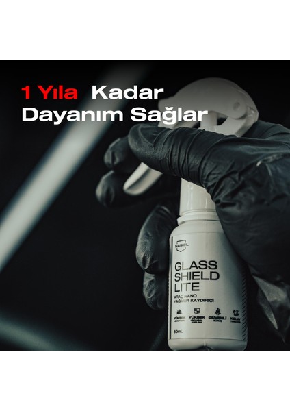 Glasshield Lite Nano Yağmur Kaydırıcı-Cam Yüzey Seramik Kaplama Spreyi-1 Yıl Dayanım-50ml